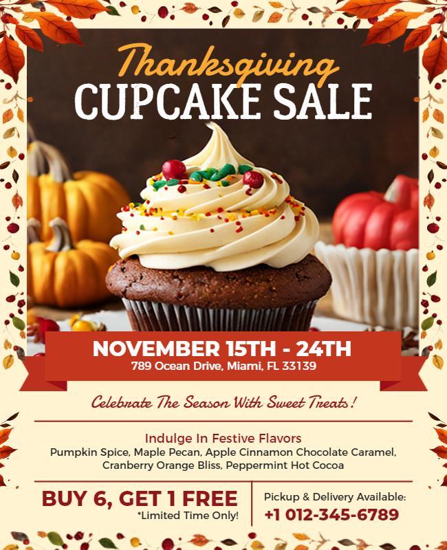 Thanksgiving Cupcake Sale Event Flyer Template