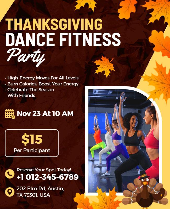 Thanksgiving Dance Fitness Party Flyer Template