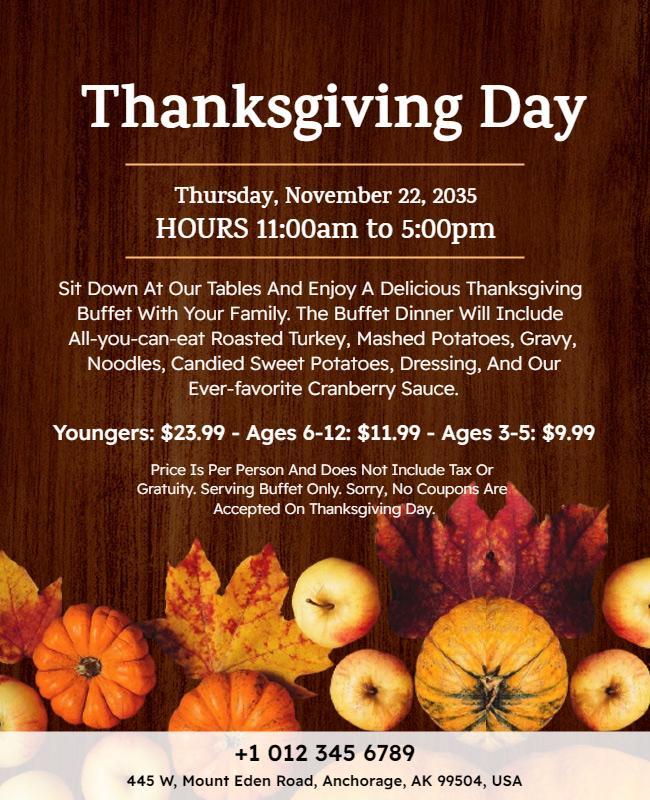 Thanksgiving Day Buffet Dinner Flyer Template