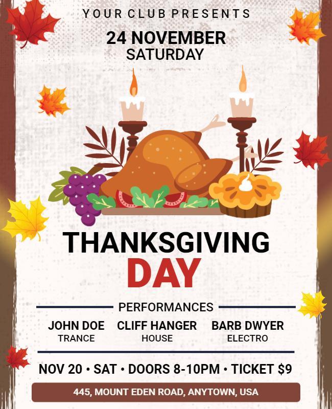 Thanksgiving Day Celebration Event Flyer Template