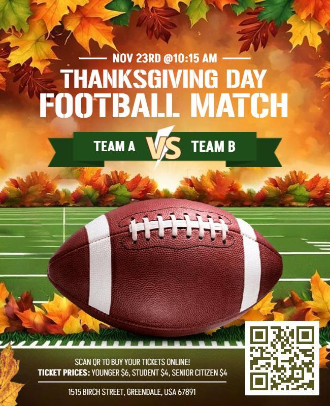 Thanksgiving Day Football Match Event Flyer Template