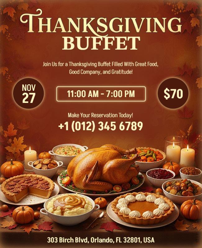 Thanksgiving Dinner Buffet Event Flyer Template