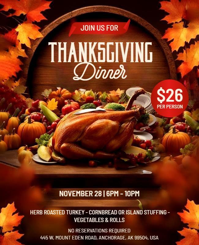 Thanksgiving Dinner Celebration Flyer Template