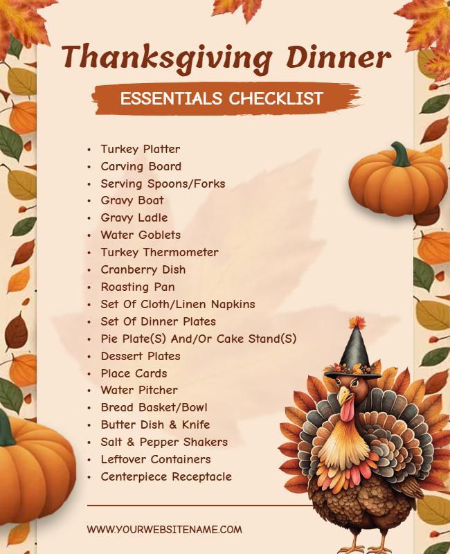 Thanksgiving Dinner Essentials Checklist Flyer Template