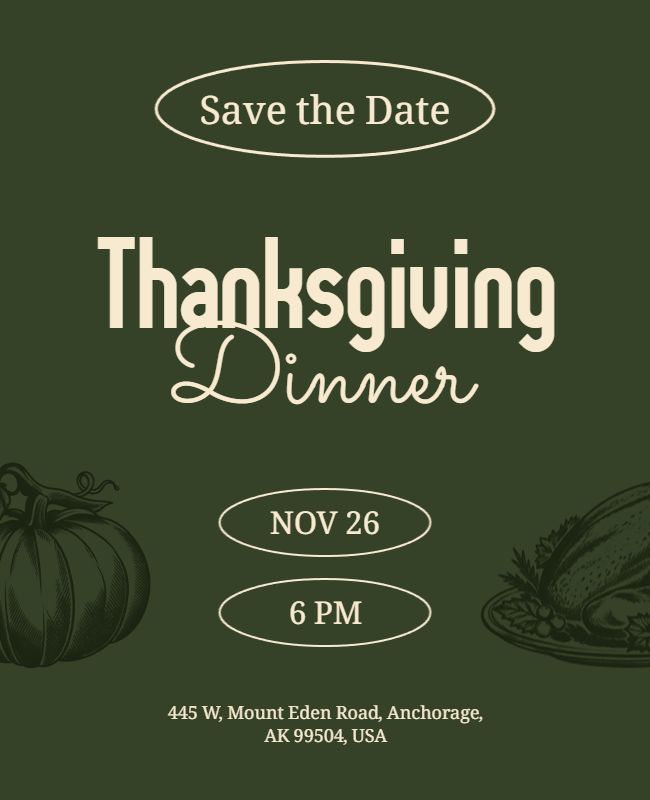 Thanksgiving Dinner Event Invitation Flyer Template