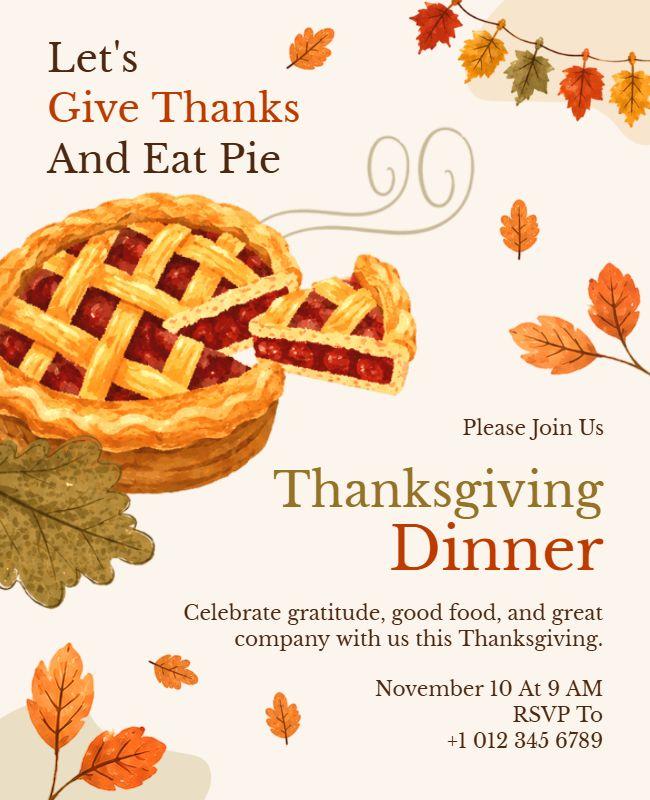 Thanksgiving Dinner Invitation Poster Template