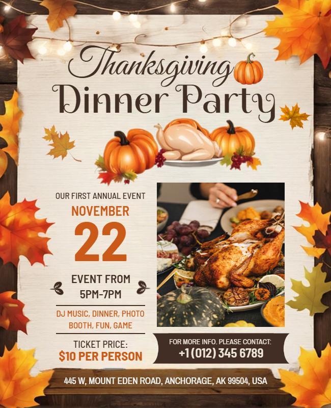 Thanksgiving Dinner Party Event Flyer Template