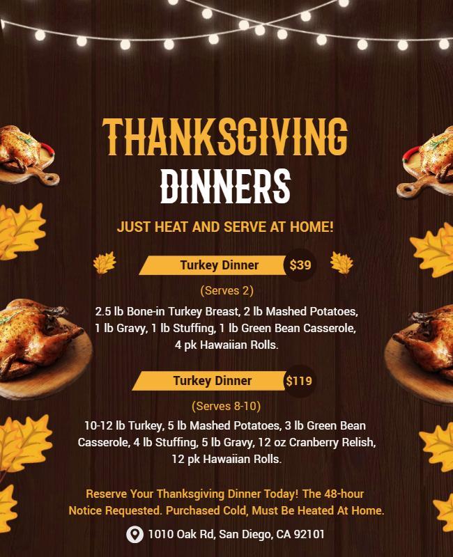 Thanksgiving Dinner Special Promotion Flyer Template