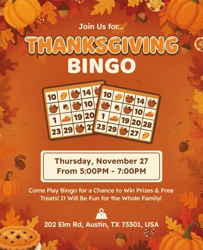 Thanksgiving Family Bingo Event Flyer Template