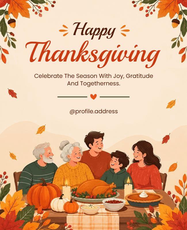 Thanksgiving Family Celebration Gathering Poster Template