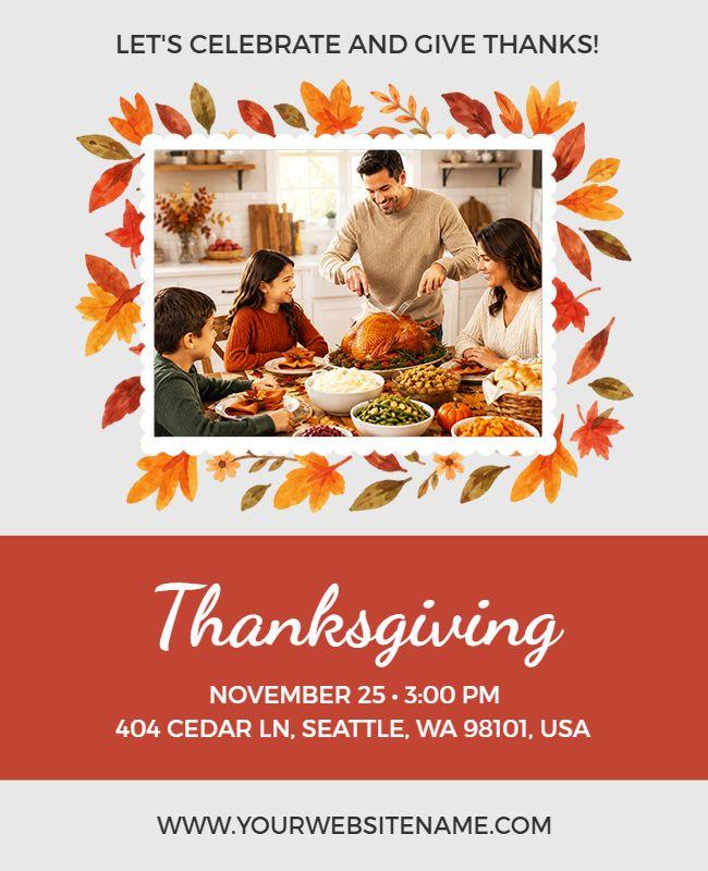 Thanksgiving Family Celebration Invitation Poster Template