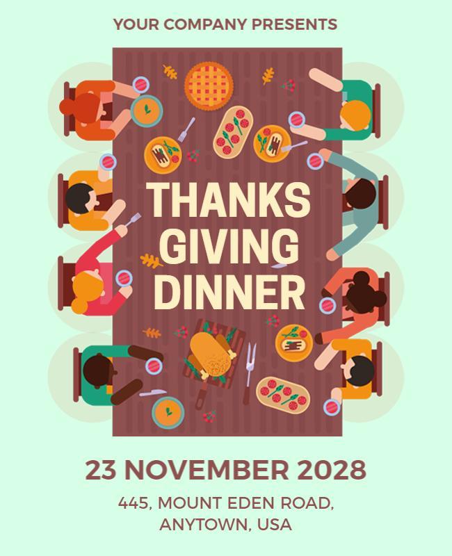 Thanksgiving Family Dinner Celebration Flyer Template