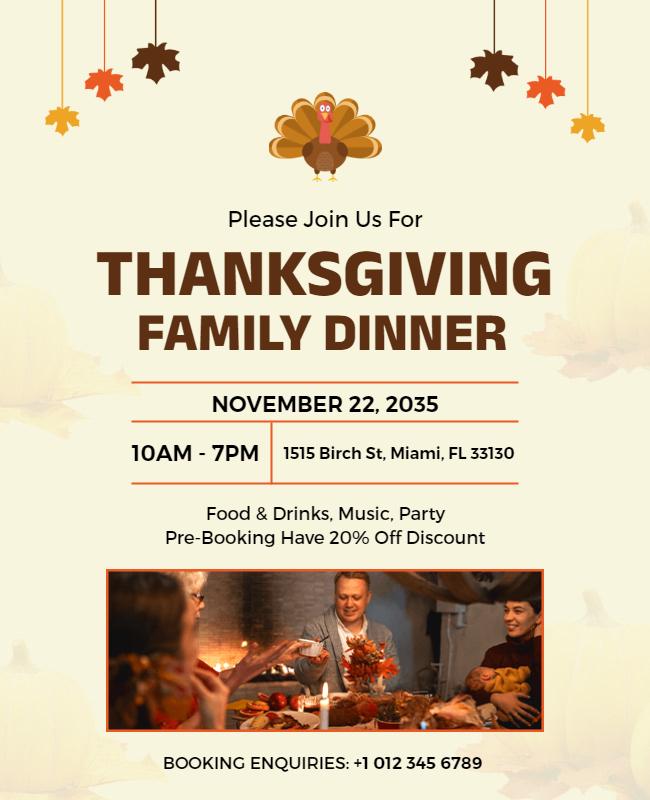 Thanksgiving Family Dinner Event Flyer Template