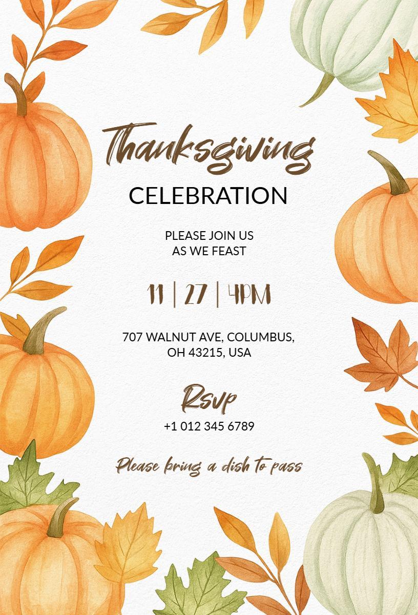 Thanksgiving Family Feast Celebration Invitation Template
