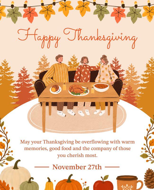 Thanksgiving Family Gathering Celebration Poster Template
