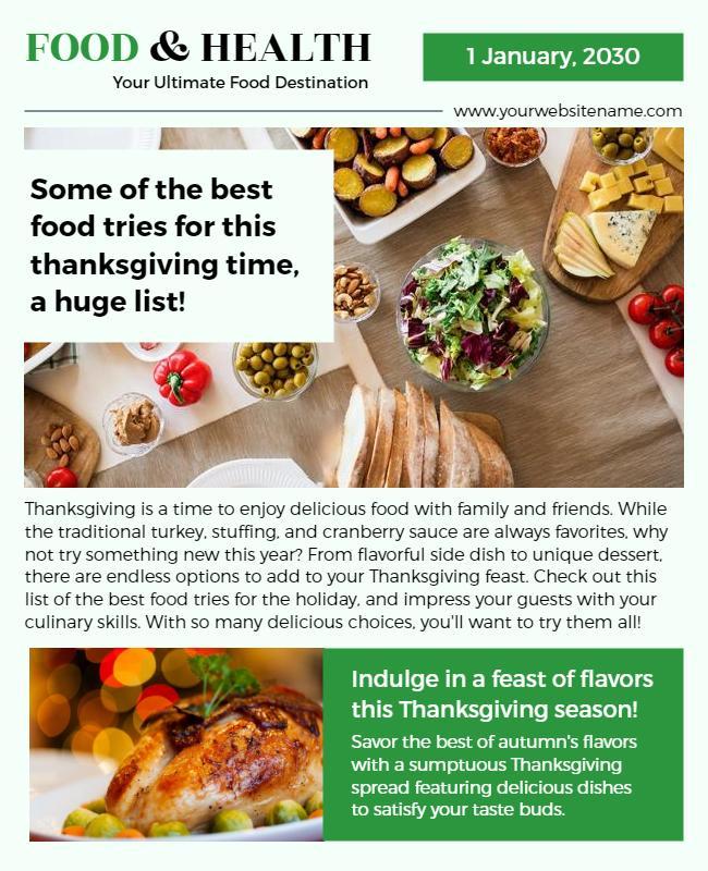 Thanksgiving Food and Health Tips Flyer Template