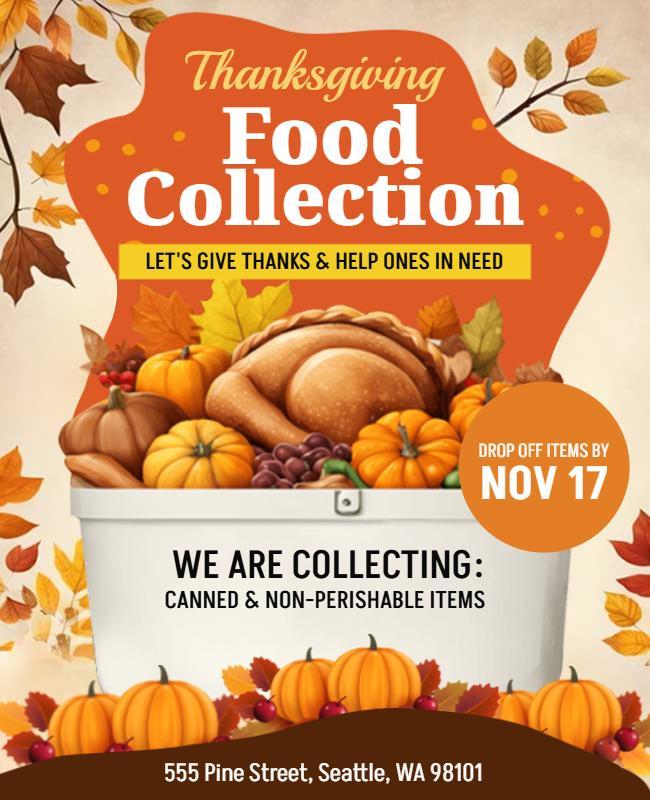 Thanksgiving Food Donation Drive Flyer Template