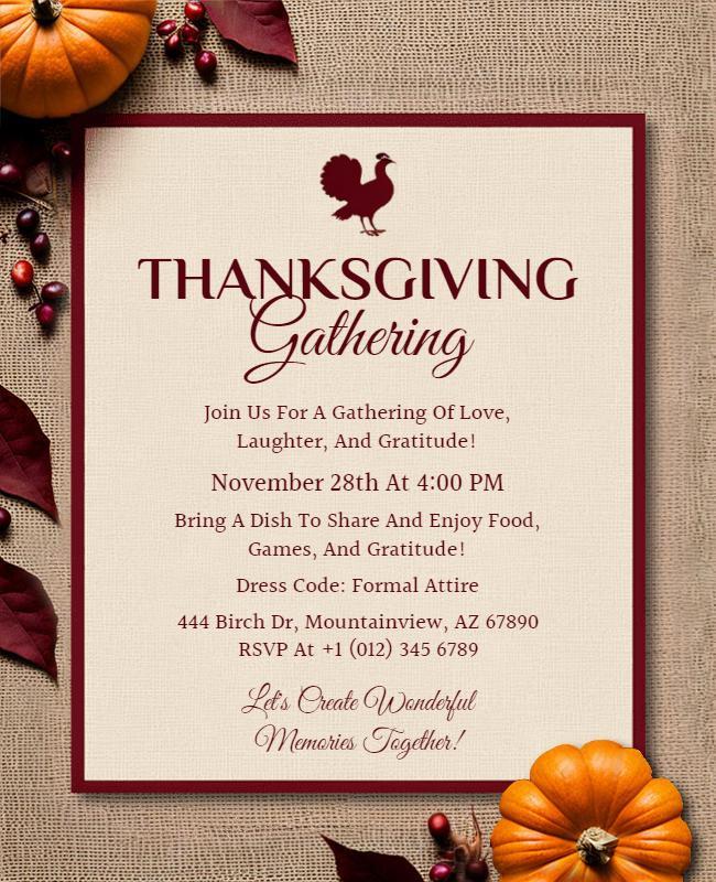 Thanksgiving Gathering Celebration Flyer Template