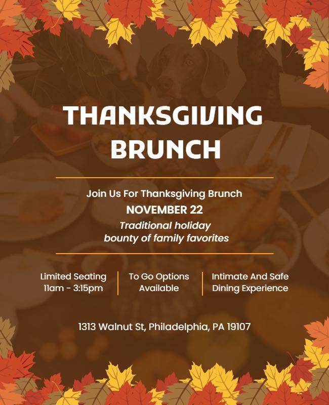 Thanksgiving Holiday Brunch Event Flyer Template