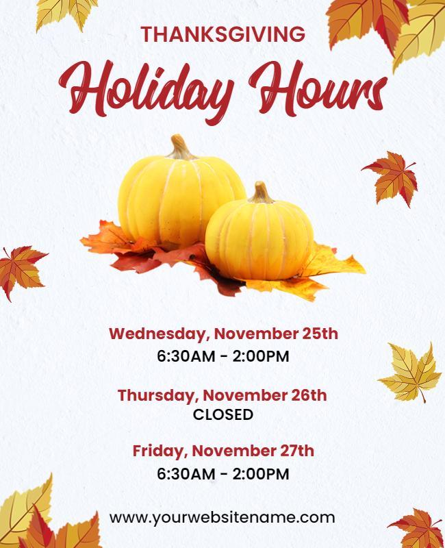 Thanksgiving Holiday Business Hours Flyer Template