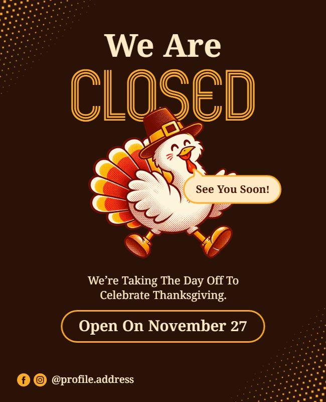 Thanksgiving Holiday Closure Announcement Flyer Template