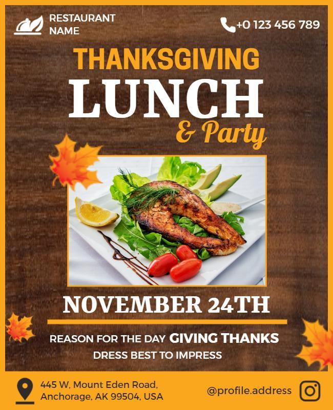 Thanksgiving Lunch and Party Announcement Flyer Template