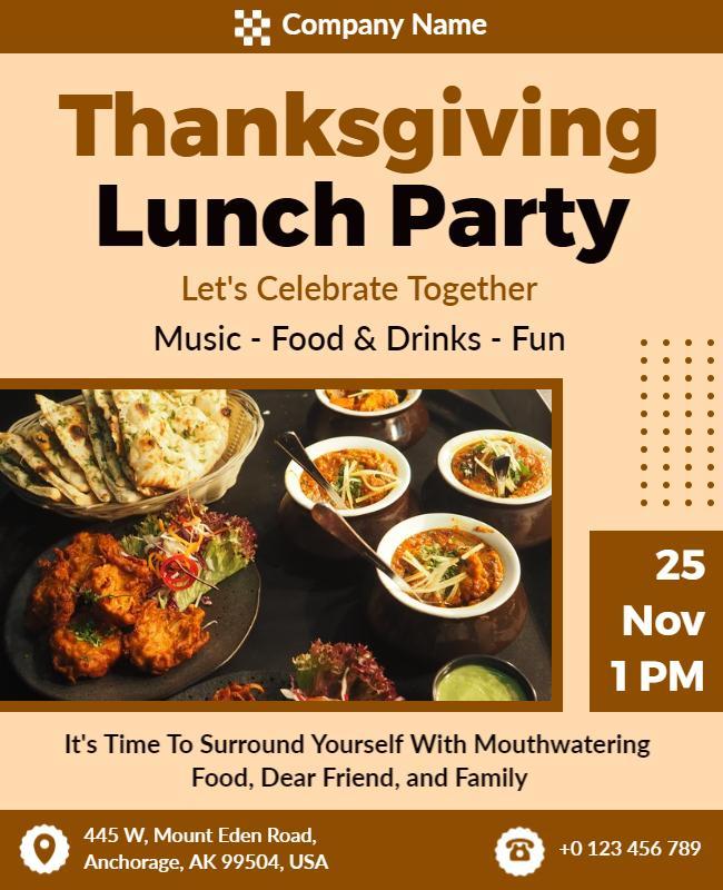 Thanksgiving Lunch Celebration Flyer Template