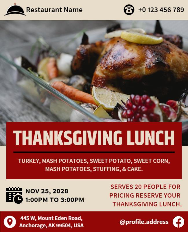 Thanksgiving Lunch Event Flyer Template