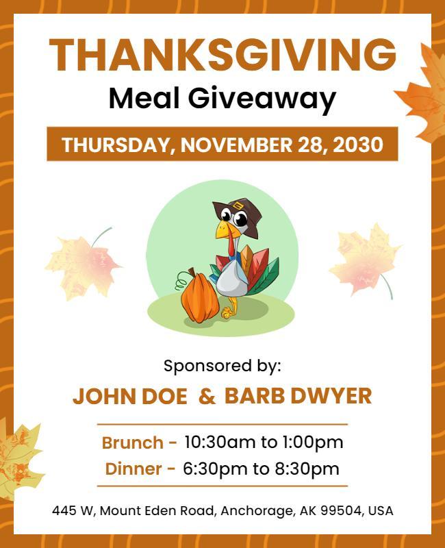 Thanksgiving Meal Giveaway Event Flyer Template