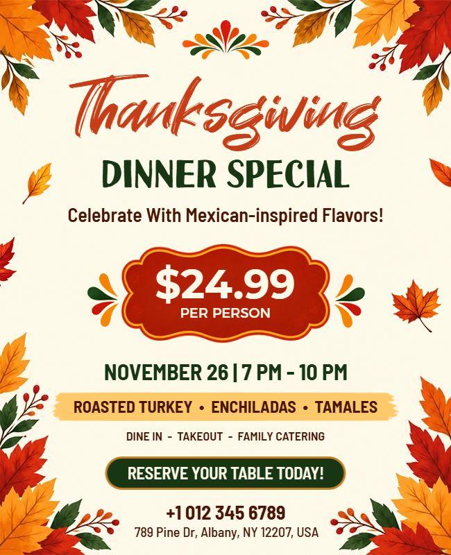 Thanksgiving Mexican Dinner Special Flyer Template