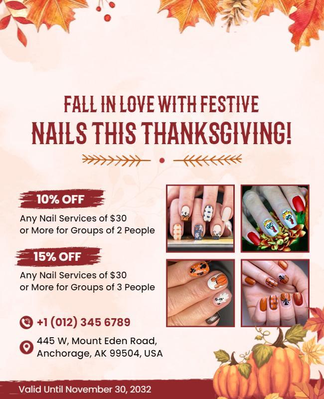 Thanksgiving Nail Art Promotion Flyer Template