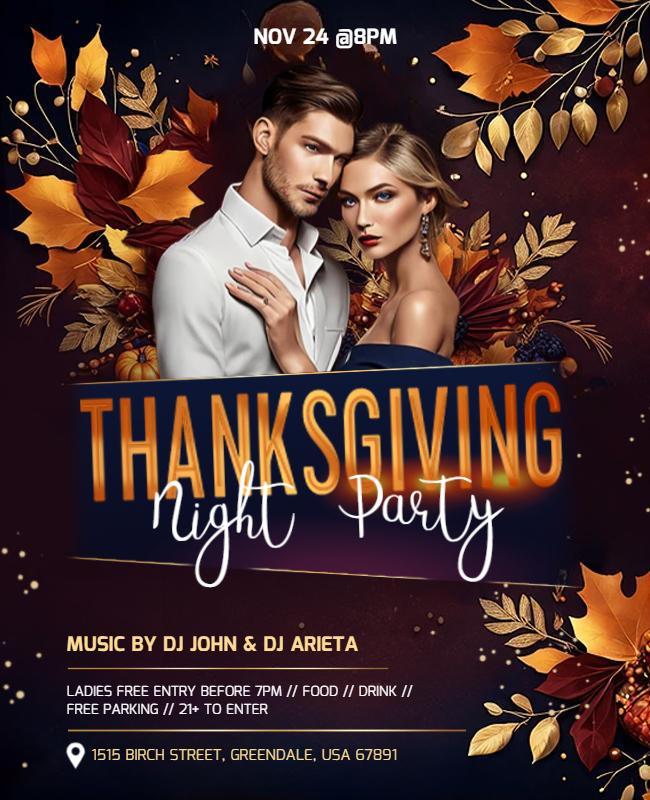 Thanksgiving Night Party Celebration Flyer Template