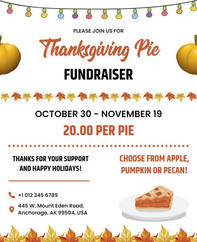 Thanksgiving Pie Fundraiser Event Flyer Template