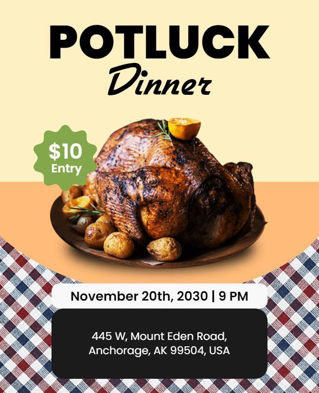 Thanksgiving Potluck Dinner Event Flyer Template