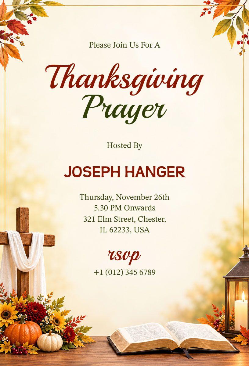 Thanksgiving Prayer Gathering Invitation Template