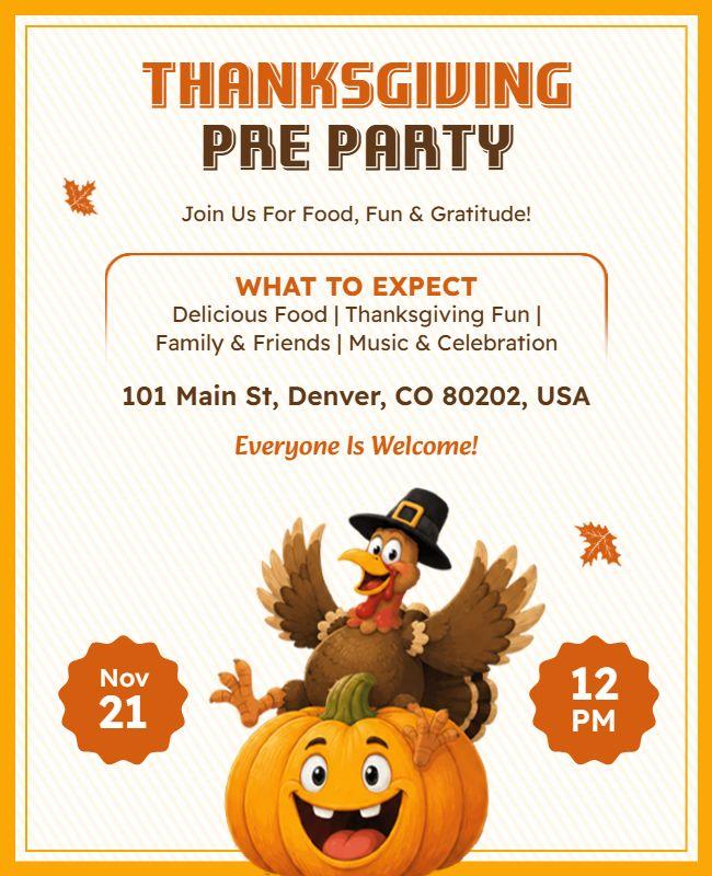 Thanksgiving Pre Party Celebration Flyer Template