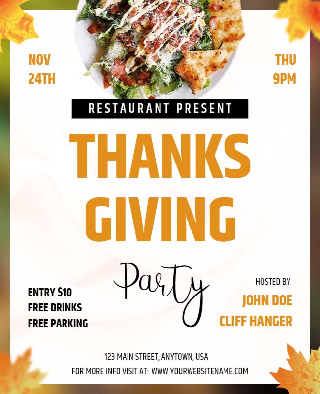 Thanksgiving Restaurant Party Event Flyer Template