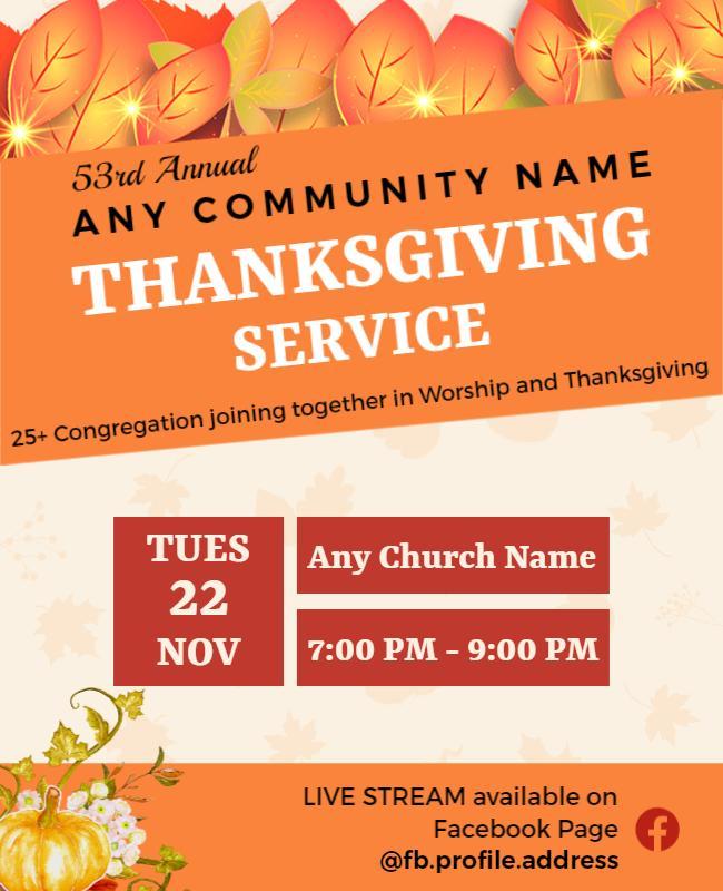 Thanksgiving Service Community Event Flyer Template