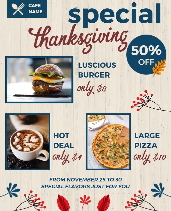 Thanksgiving Special Cafe Promo Flyer Template