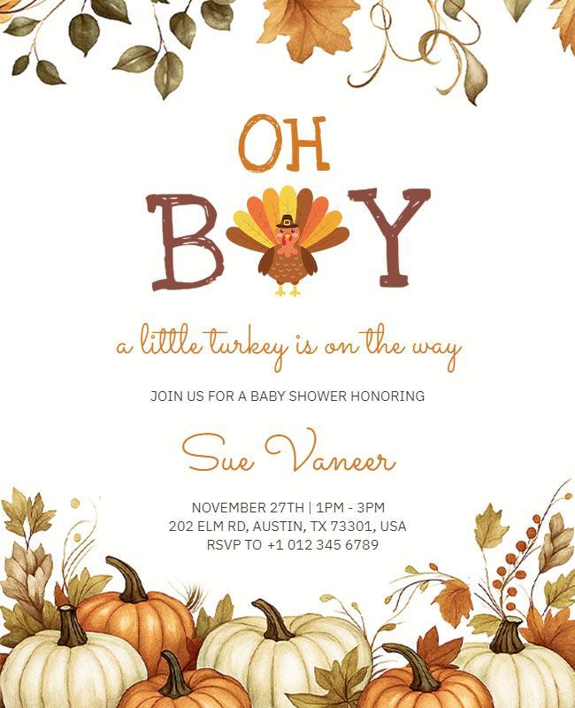 Thanksgiving Theme Baby Shower Invitation Flyer Template