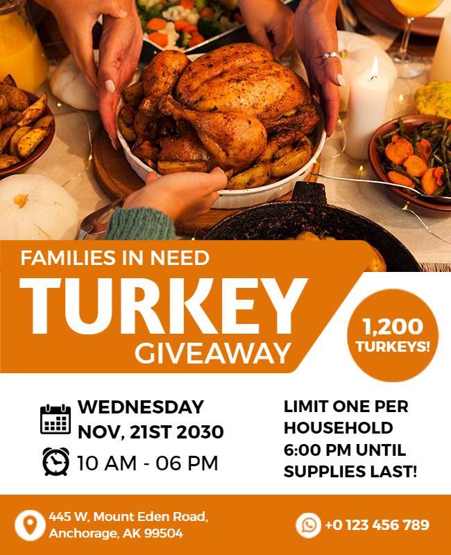 Thanksgiving Turkey Giveaway Community Event Flyer Template-2xbotr7b715815