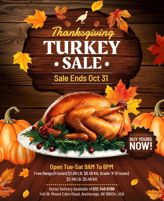 Thanksgiving Turkey Sale Promotional Flyer Template