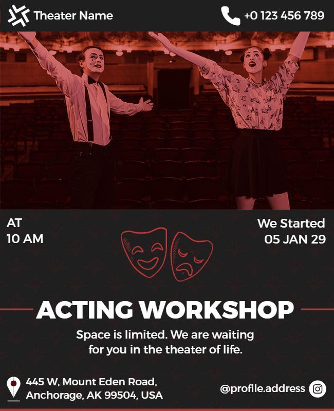 Theater Acting Workshop Event Flyer Template