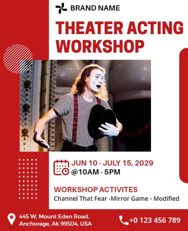 Theater Acting Workshop Promotional Flyer Template