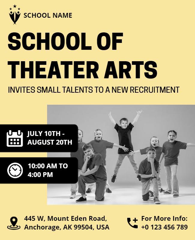 Theater Arts School Recruitment Event Flyer Template