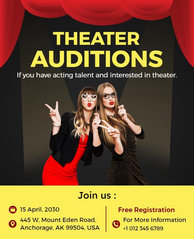 Theater Auditions Announcement Flyer Template