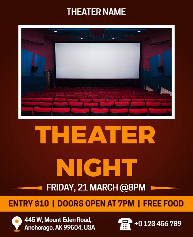 Theater Night Event Announcement Flyer Template