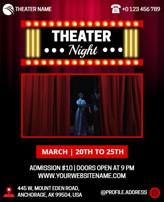 Theater Night Performance Event Flyer Template