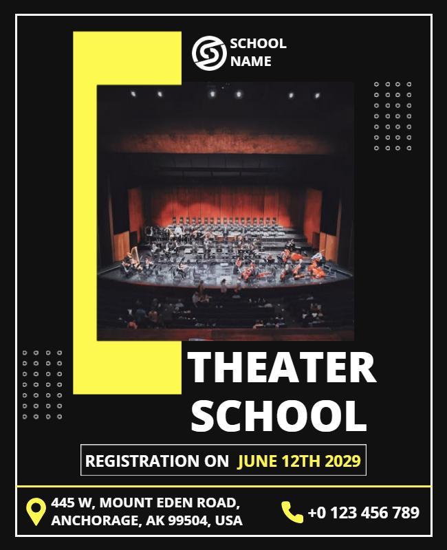 Theater School Registration Announcement Flyer Template