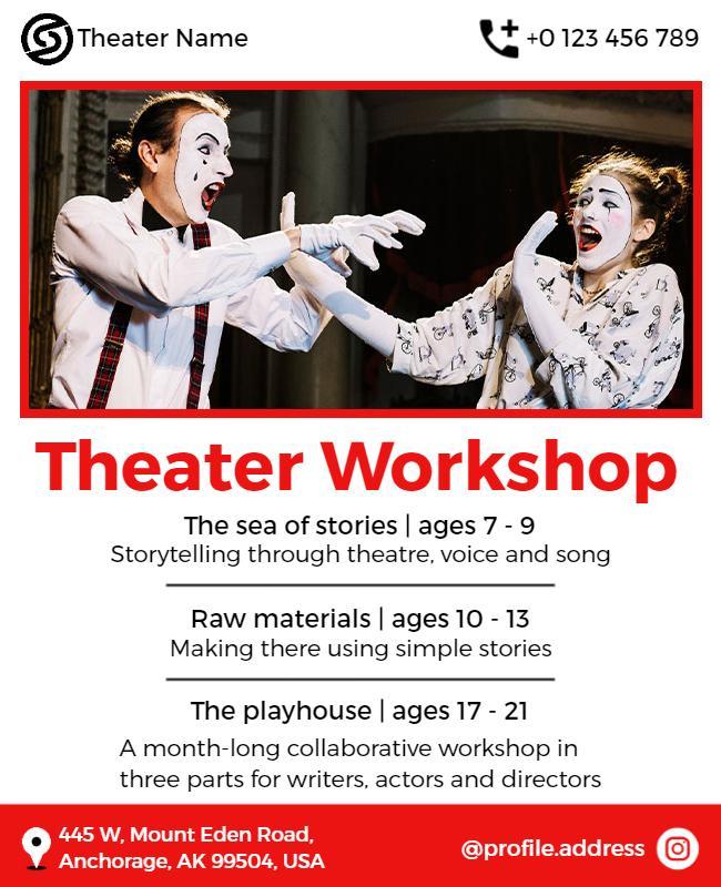 Theater Workshop Storytelling Performance Flyer Template